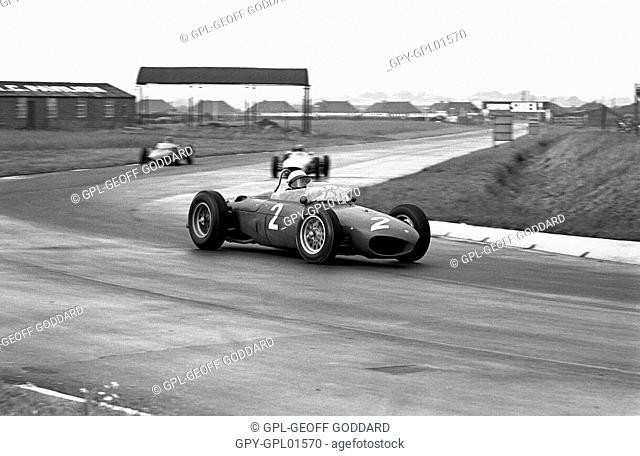 Phil Hill in a Ferrari 156 'Sharknose', finished 2nd in the British Grand Prix, Aintree, England 15 July 1961