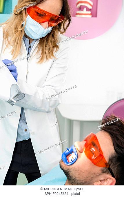 Laser teeth whitening at dental clinic