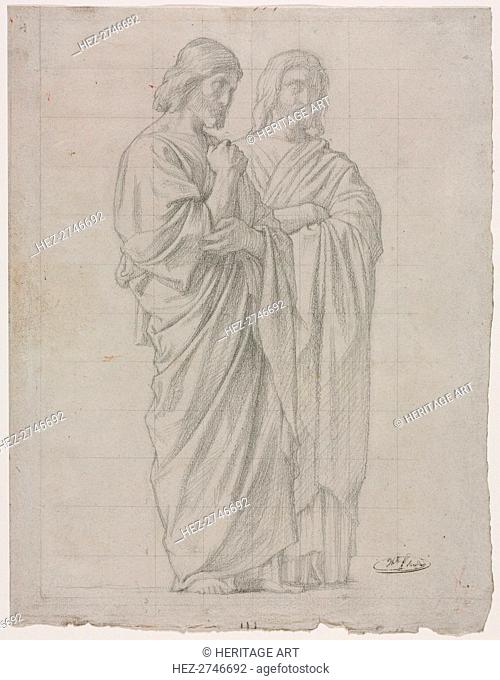 Two Standing Figures (Study for the Left Section of The Mission of the Apostles), 1860. Creator: Hippolyte Jean Flandrin (French, 1809-1864)