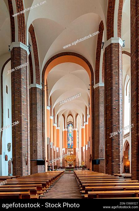 Szchecin, Poland - 19 August 2020: interior view of the cathedral basilica of St. James the Apostle in Szczecin