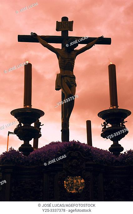 Holy Week. Brotherhood of the Students. Holy Christ of the blood. Huelva. Region of Andalusia. Spain. Europe