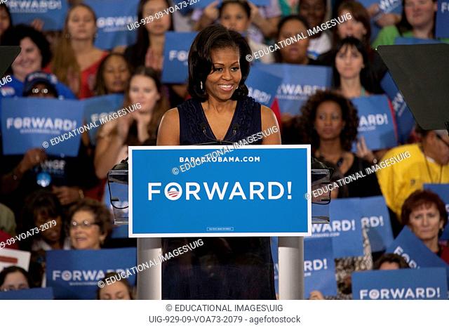 First Lady Michelle Obama speaks at an President Obama campaign rally at Orr Middle School in Las Vegas