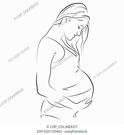 Line Drawing Pregnant Woman Illustration 32796761 - Megapixl