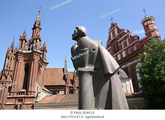 Statue of poet Adam Mickiewicz near St Anne's Church in old town