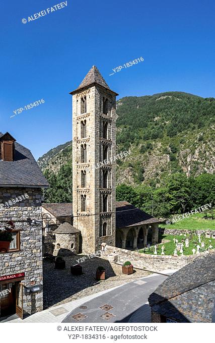 Santa Eulàlia church in Erill la Vall in Vall de Boí, Catalonia, Spain. Recognized as UNESCO world heritage site