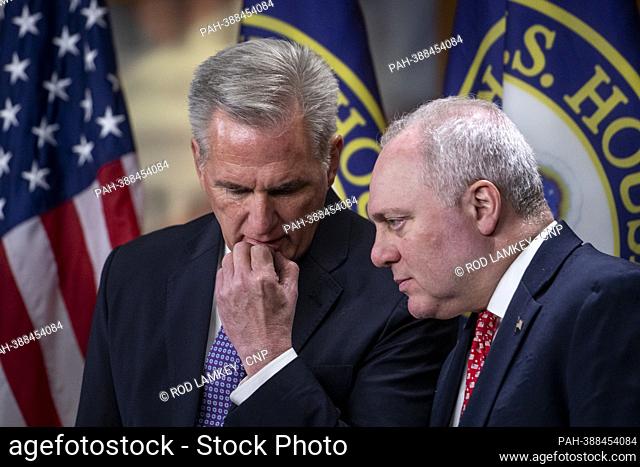 United States House Minority Leader Kevin McCarthy (Republican of California), left, and United States House Minority Whip Steve Scalise (Republican of...