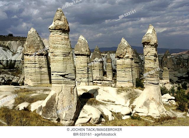 Love Valley, fairy chimney rock formations, between Goereme and Uerguep, Cappadocia, Turkey