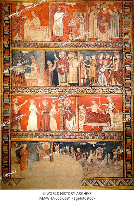 Scenes from the life of St. Nicholas by Second Master of Bierge. Dated 13th Century