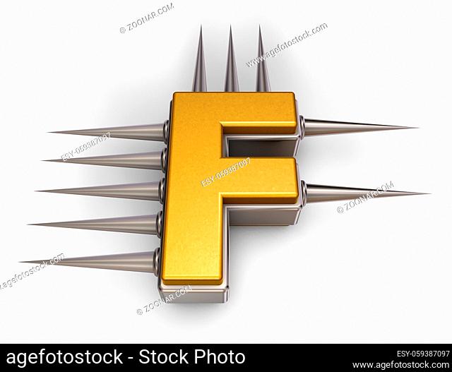 der buchstabe f mit stacheln - 3d illustration