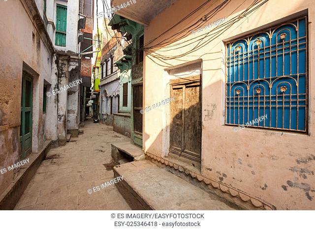 The narrow alleyways of Varanasi (Banaras), India