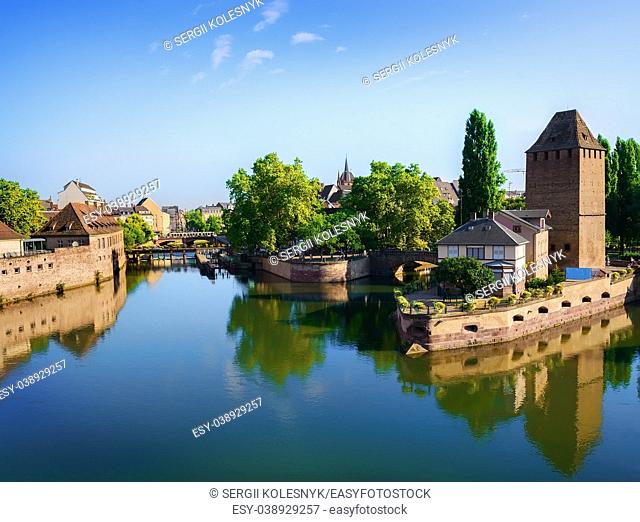 Covered bridge Pont Couverts in Strasbourgh in the district Petite France, Alsace