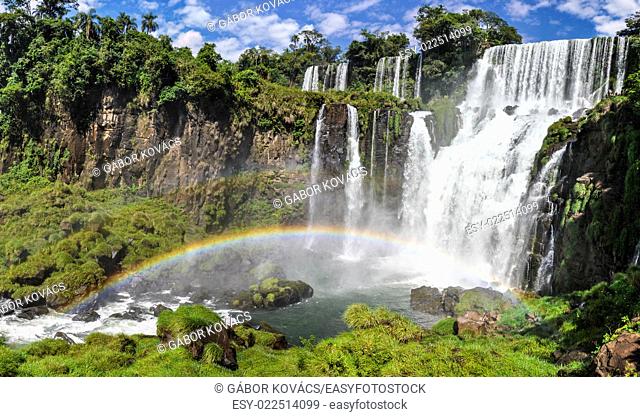 Rainbow at Iguazu Falls, one of the New Seven Wonders of Nature, Argentina