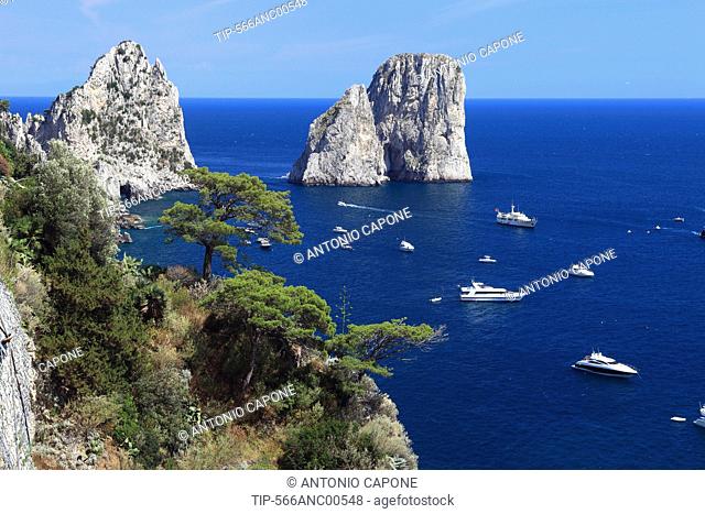 Italy, Campania, Capri, the Faraglioni