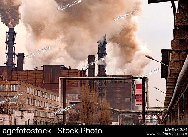 buildings of a metallurgical industry plant for the production of mining and processing of iron ore. nobody