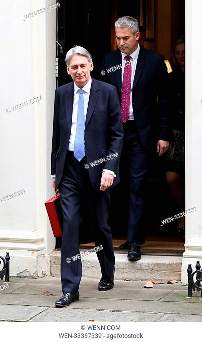 British Prime Minister Theresa May departs from No 10 Downing Street to attend the Prime Ministers Question Time and the Budget