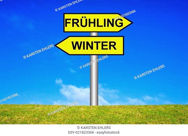 Schild / Wegweiser: Winterende Frühlingsanfang