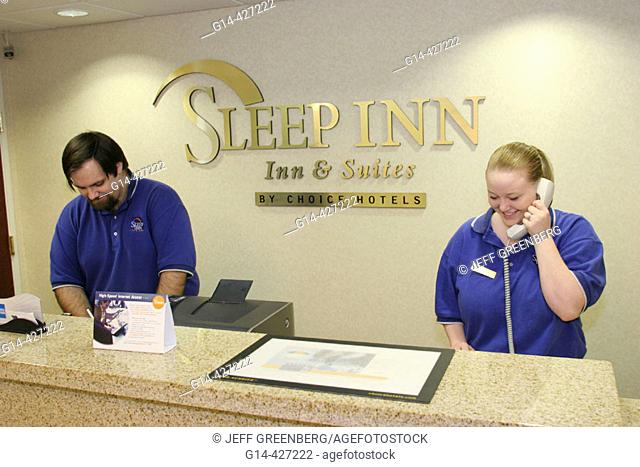 Sleep Inn, reception desk. Dothan, Alabama. USA