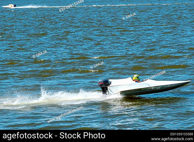 Speed boats in fast action race