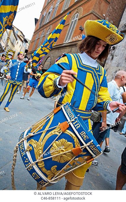 Parade during 'Palio' traditional festival. Siena. Tuscany. Italy