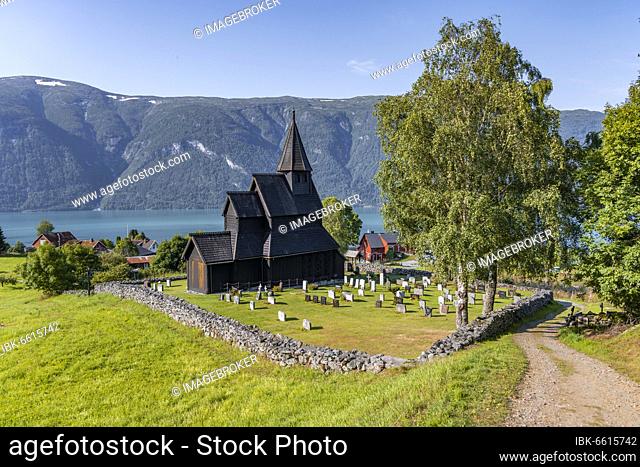 Urnes Stave Church and Cemetery, UNESCO World Heritage Site, Romanesque church from ca. 1130, Vestland, Norway, Europe