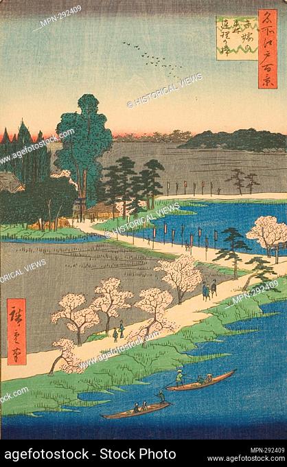 Author: Utagawa Hiroshige. The Entwined Camphor Trees at Azuma Shrine (Azuma no mori Renri no azusa), from the series 'One Hundred Famous Views of Edo (Meisho...