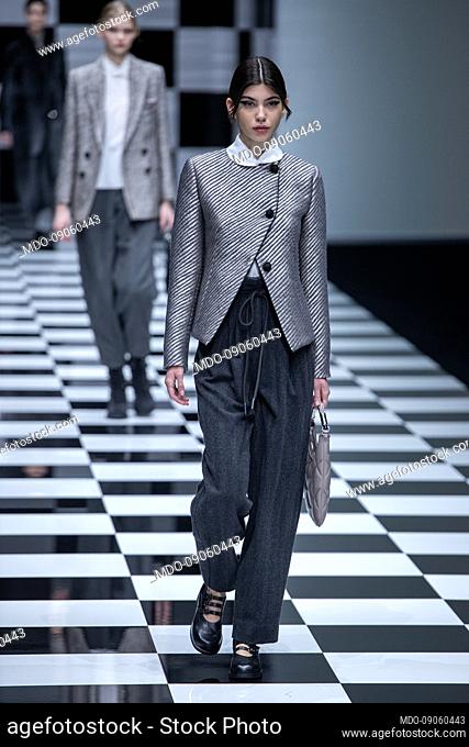 Emporio Armani fashion show on the third day of Milan Fashion Week Women's Fall Winter 2022-2023 Collection. Milan (Italy), February 24th, 2022