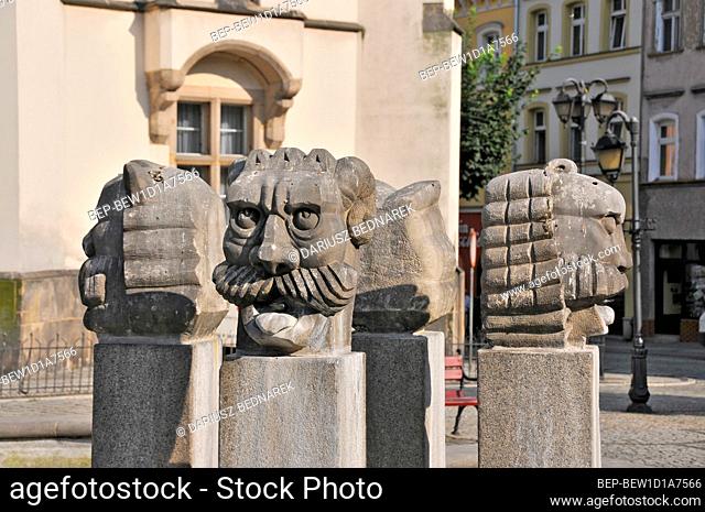 Sculptures at the street in Zabkowice Slaskie, Lower Silesian Voivodeship, Poland