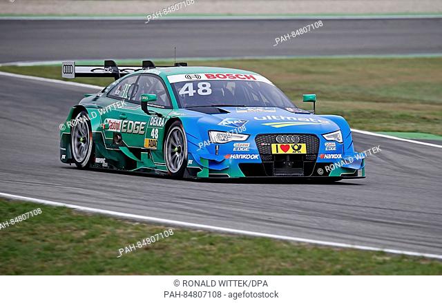 The Italian race driver Edoardo Mortara (Audi) drives on the race course during the free practice for the second race of the German Touring Car Masters on...