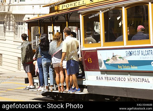San Francisco, USA-June 20, 2017: Views of San Francisco streetcars and theirs rails