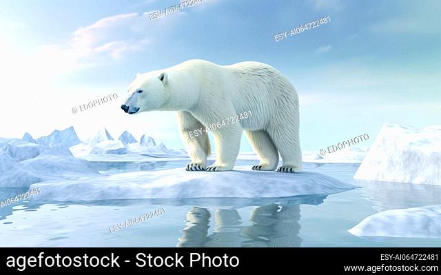 northern polar bear on the ice of the iceberg