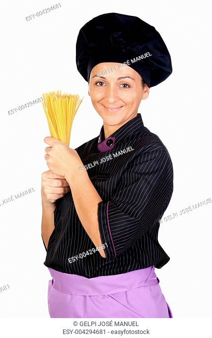 Pretty cook woman with spaguettis