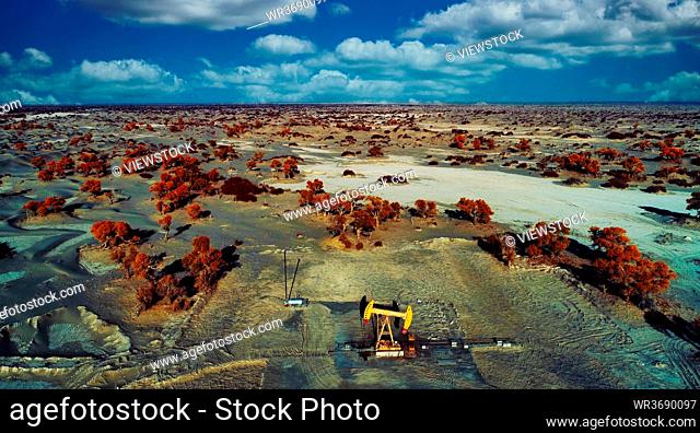 Xinjiang desert oil field in China