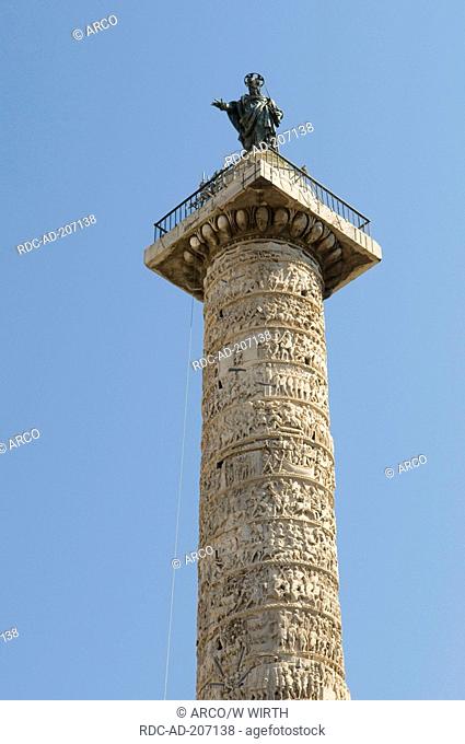 Column of Marcus Aurelius, Piazza Colonna, Rome, Lazio, Italy, Columna Centenaria Divorum Marci et Faustinae