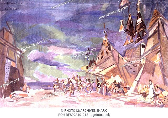 Prince Igor, opera by Borodin (1833-1887). Watercolour by Korovin: Model of the Polovtsian camp 1929 Russian ballets Private collection