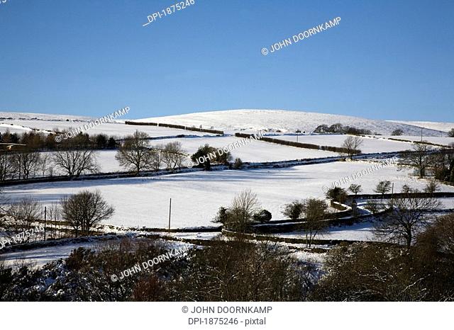 south yorkshire, england, the countryside covered in snow