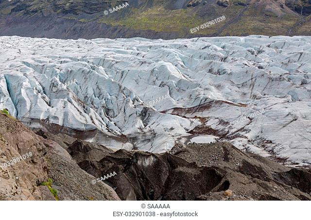 Closeup view of svinafellsjokull glacier tongue, Iceland
