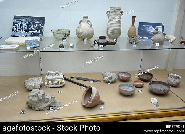 Ancient pottery, vessels, museum, Petra Archaeological Park, Petra Rock City, Jordan, Asia Minor, Asia