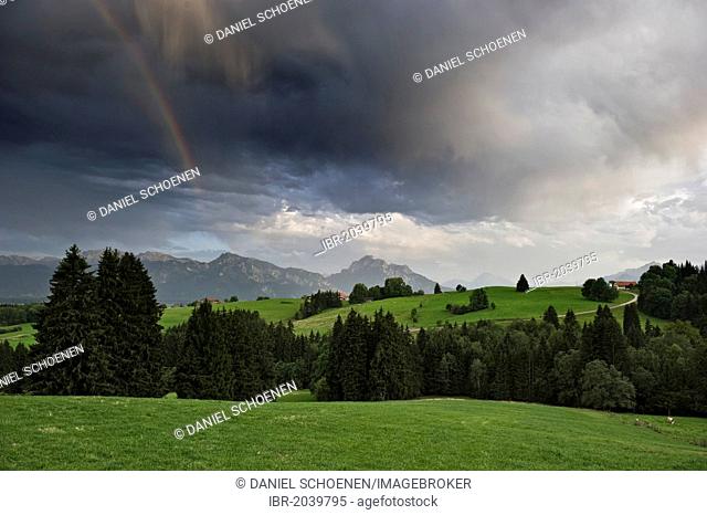 Thunderstorm near Fuessen, Allgaeu, Bavaria, Germany, Europe
