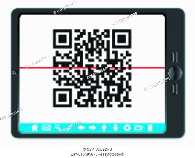 tablet with QR barcode