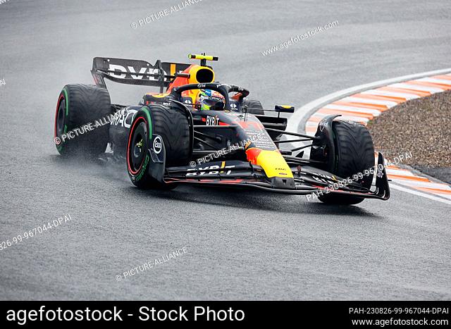 26 August 2023, Netherlands, Zandvoort: Motorsport: Formula 1 World Championship, Dutch Grand Prix, 3rd Free Practice: Sergio Perez from Mexico of Team Red Bull...