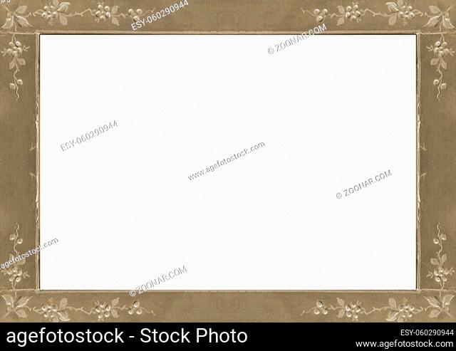 White frame background with wooden vintage style decorated design borders