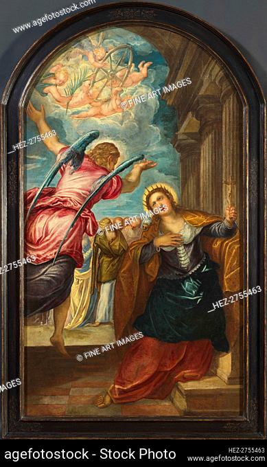 The Angel foretelling Saint Catherine of Alexandria of her martyrdom, 1570s. Creator: Tintoretto, Jacopo (1518-1594)