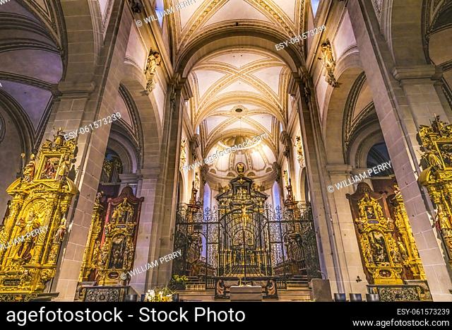 Colorful Leodegar Church Basilica Altar Lucerne Switzerland Orignally a monastery in 1100s became a church in 1874