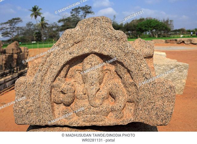 Lord Ganesha statue at Shore temple complex , Mahabalipuram, District Chengalpattu , Tamil Nadu , India UNESCO World Heritage Site