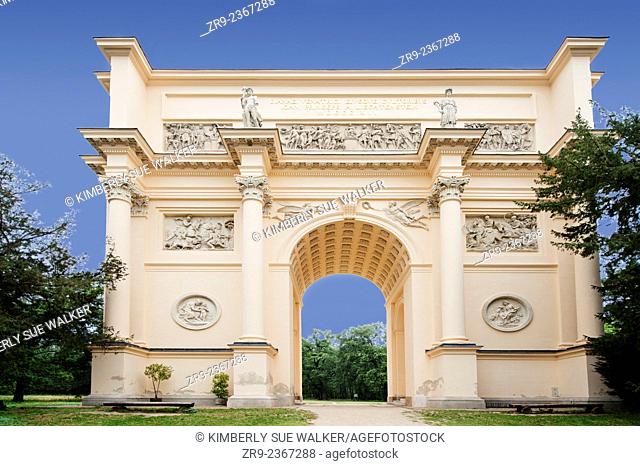 Rendez-vous, Temple of Diana, classic hunting lodge completed in 1812, UNESCO monument, Lichenstein family palace park, Lednice-Valtice region, Czech Republic