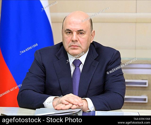 RUSSIA, MOSCOW - DECEMBER 21, 2023: Russia's Prime Minister Mikhail Mishustin attends a meeting of the Russian Presidential Council for Strategic Development...