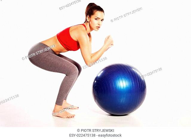 Woman with Pilates ball