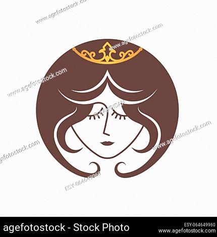 princess head logo vector illustration concept design web