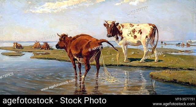 Philipsen Theodor Esbern - Cows on Saltholm - Danish School - 19th and Early 20th Century