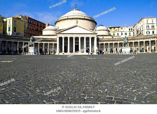 Italy, Campania, Naples, historical centre listed as World Heritage by UNESCO, church San Francesco di Paola